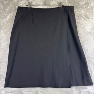 Eileen Fisher‎ Black Midi Skirt Wrap Style Women's PL 90s Career Casual (1365)